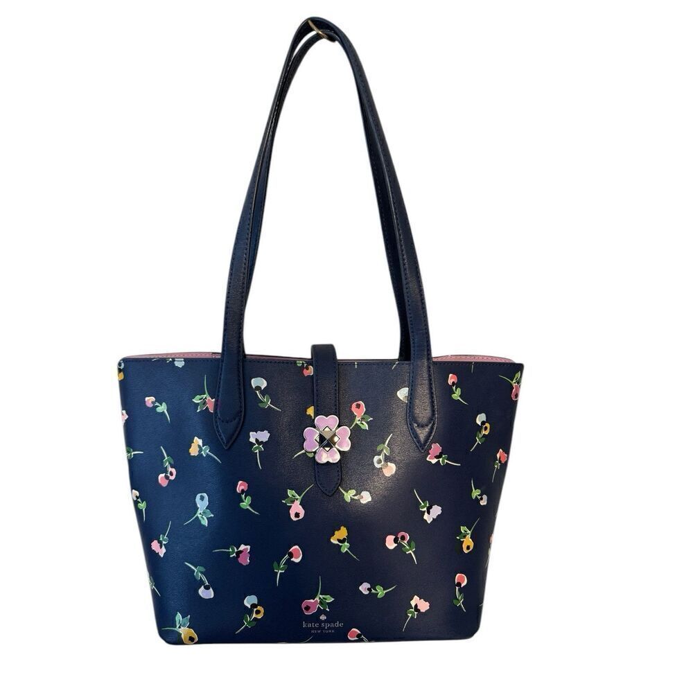 Kate Spade Kaci Navy/Purple Floral Ditsy Medium Tote Purse SOLD OUT!